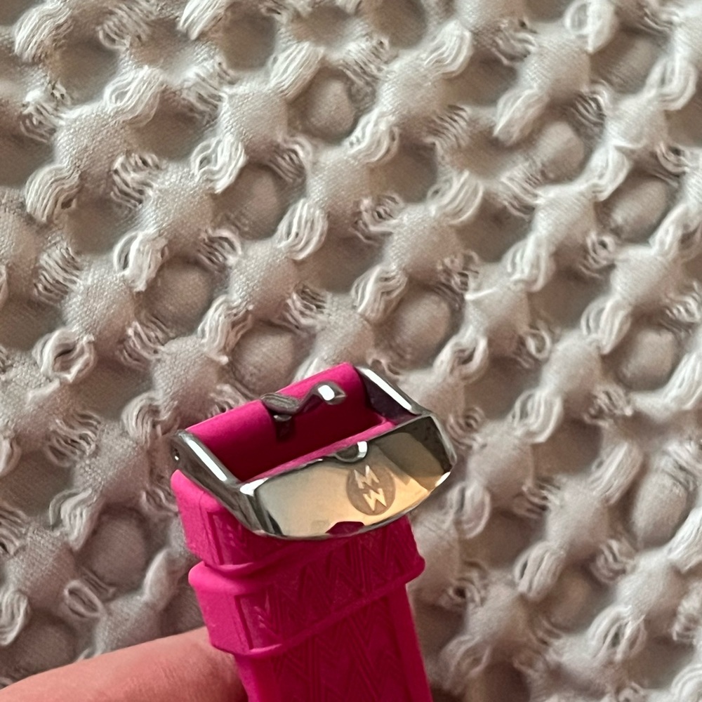 MICHELE jelly bean pink quartz watch, needs battery.   Works perfectly. - Picture 2 of 10
